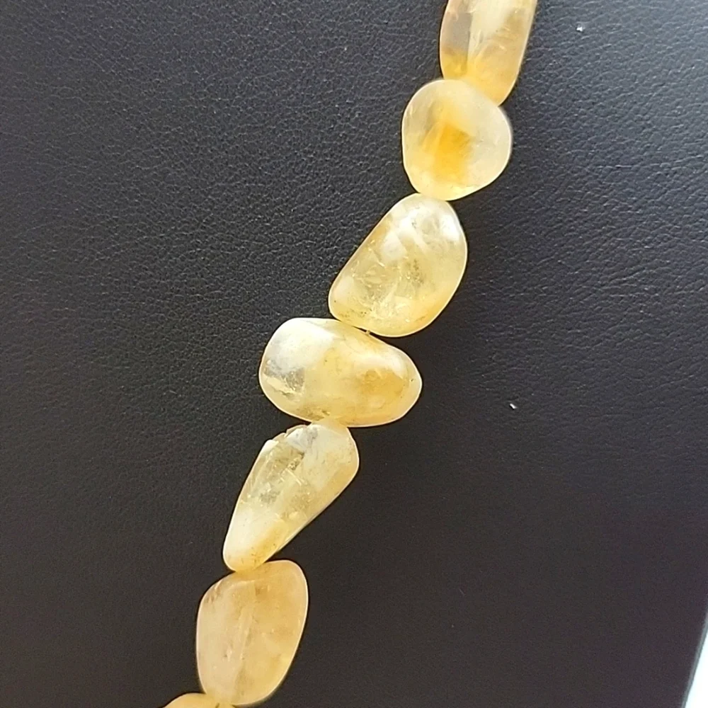 Natural Golden Rutile Quartz 925 Silver Plated Beaded Necklace 19